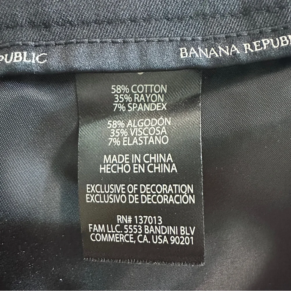 Banana Republic Slim Straight Cropped Pant Black‎ Womens 6 NWT